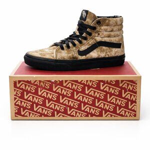 Vans Sk8-Hi Velvet High Top Sneakers Tan Black Women 8 Men 6.5